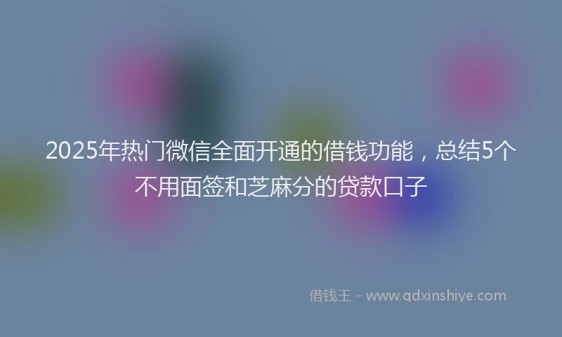 2025年热门微信全面开通的借钱功能，总结5个不用面签和芝麻分的贷款口子