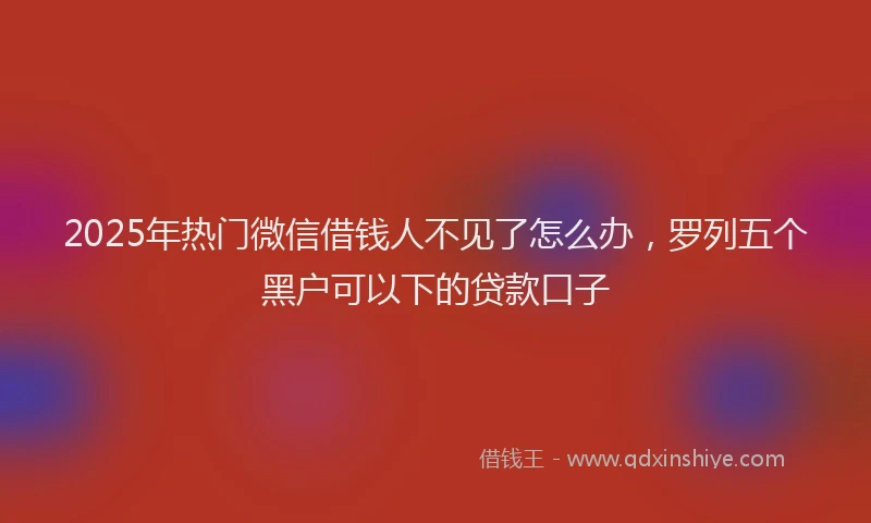2025年热门微信借钱人不见了怎么办，罗列五个黑户可以下的贷款口子