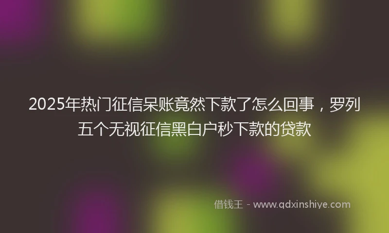 2025年热门征信呆账竟然下款了怎么回事，罗列五个无视征信黑白户秒下款的贷款