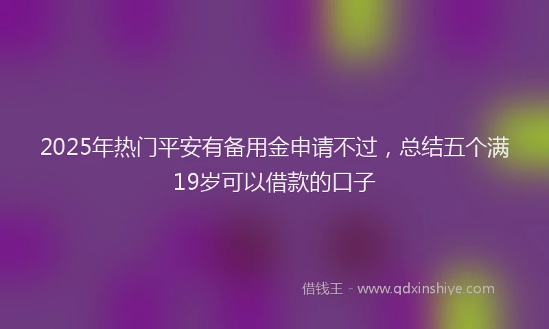 2025年热门平安有备用金申请不过，总结五个满19岁可以借款的口子