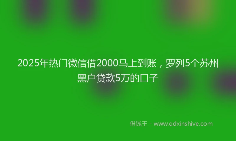2025年热门微信借2000马上到账，罗列5个苏州黑户贷款5万的口子