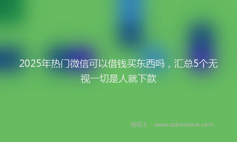 2025年热门微信可以借钱买东西吗，汇总5个无视一切是人就下款