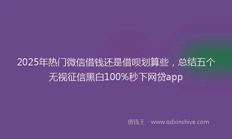 2025年热门微信借钱还是借呗划算些，总结五个无视征信黑白100%秒下网贷app