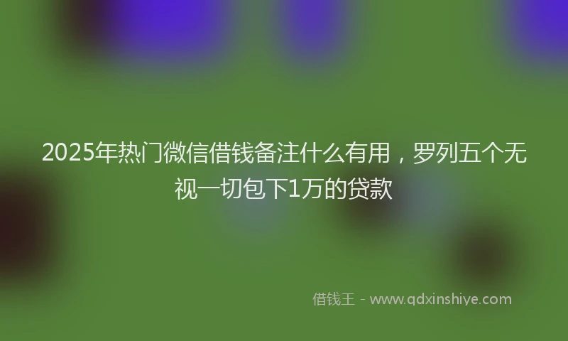 2025年热门微信借钱备注什么有用，罗列五个无视一切包下1万的贷款
