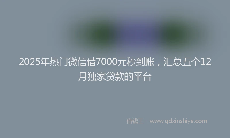 2025年热门微信借7000元秒到账，汇总五个12月独家贷款的平台