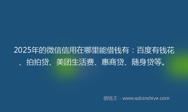 2025年的微信信用在哪里能借钱有：百度有钱花、拍拍贷、美团生活费、惠商贷、随身贷等。