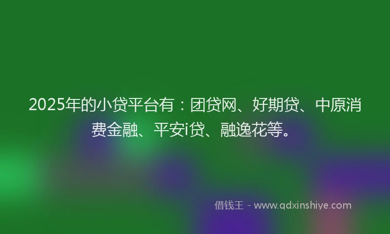 2025年的小贷平台有：团贷网、好期贷、中原消费金融、平安i贷、融逸花等。