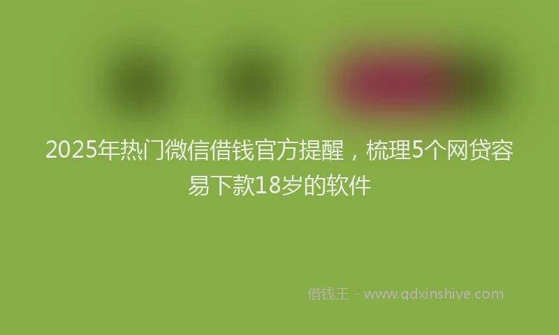 2025年热门微信借钱官方提醒，梳理5个网贷容易下款18岁的软件
