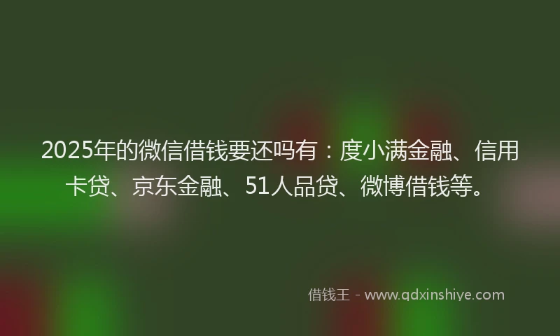 2025年的微信借钱要还吗有：度小满金融、信用卡贷、京东金融、51人品贷、微博借钱等。