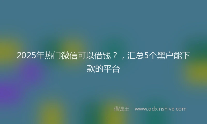 2025年热门微信可以借钱？，汇总5个黑户能下款的平台