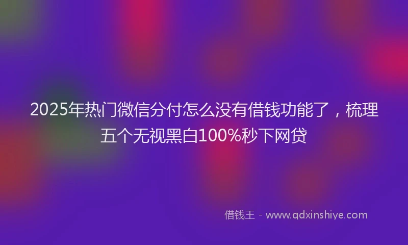 2025年热门微信分付怎么没有借钱功能了，梳理五个无视黑白100%秒下网贷