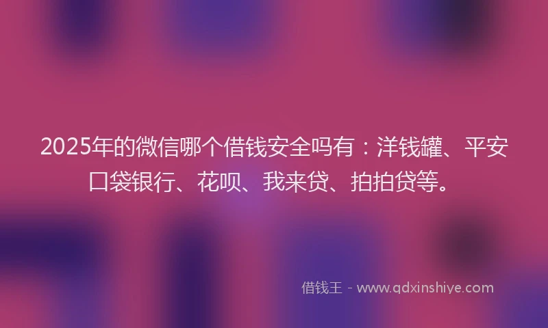 2025年的微信哪个借钱安全吗有：洋钱罐、平安口袋银行、花呗、我来贷、拍拍贷等。