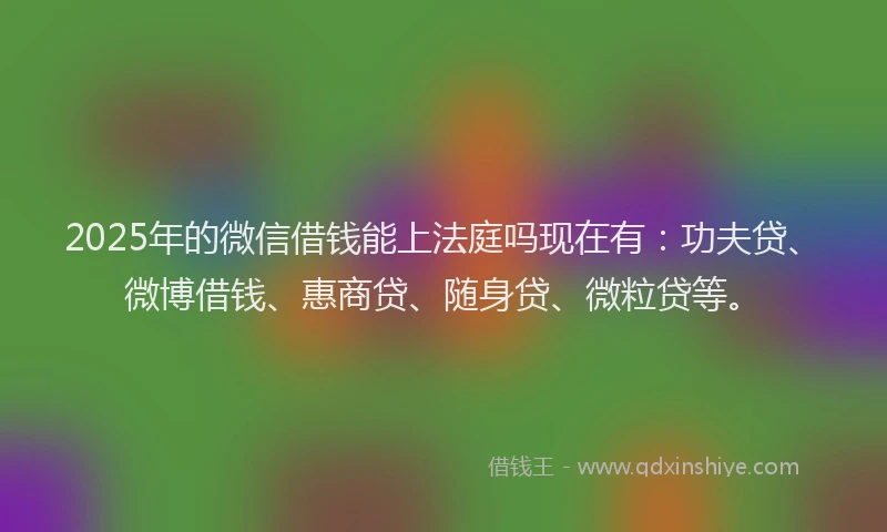 2025年的微信借钱能上法庭吗现在有：功夫贷、微博借钱、惠商贷、随身贷、微粒贷等。