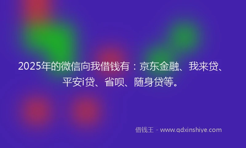 2025年的微信向我借钱有：京东金融、我来贷、平安i贷、省呗、随身贷等。