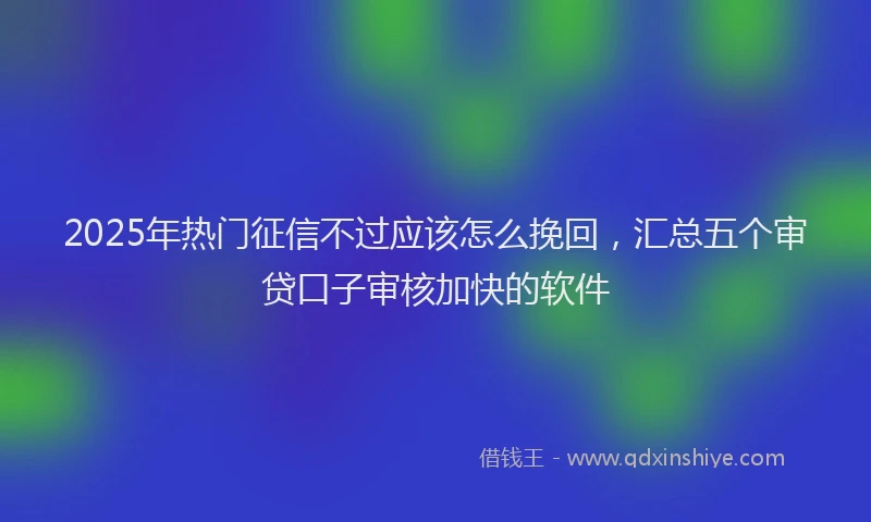 2025年热门征信不过应该怎么挽回，汇总五个审贷口子审核加快的软件