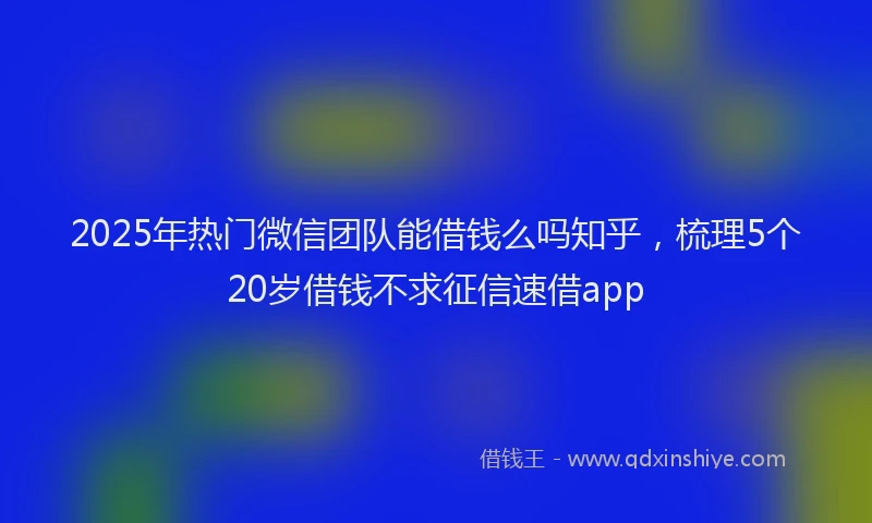 2025年热门微信团队能借钱么吗知乎，梳理5个20岁借钱不求征信速借app