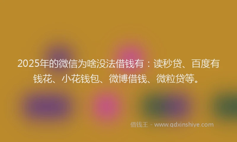 2025年的微信为啥没法借钱有：读秒贷、百度有钱花、小花钱包、微博借钱、微粒贷等。