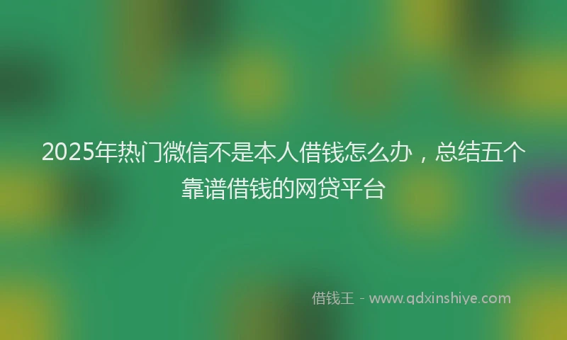 2025年热门微信不是本人借钱怎么办，总结五个靠谱借钱的网贷平台