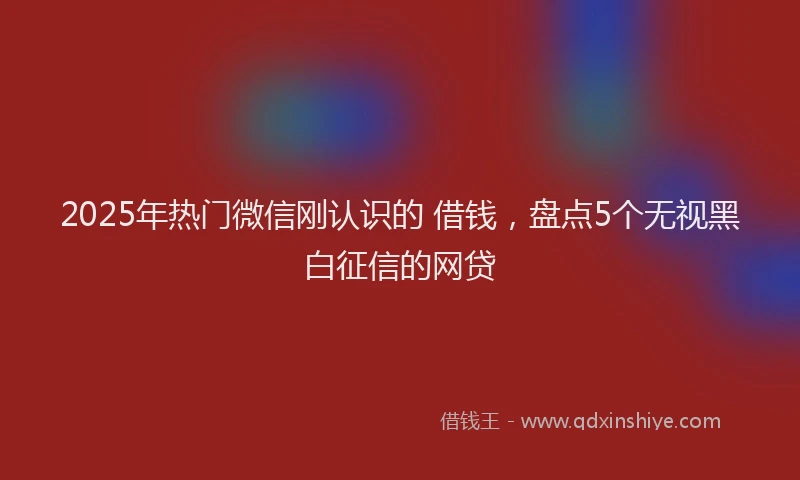 2025年热门微信刚认识的 借钱，盘点5个无视黑白征信的网贷