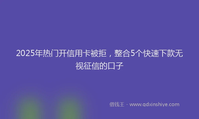 2025年热门开信用卡被拒，整合5个快速下款无视征信的口子