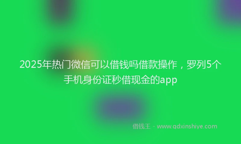 2025年热门微信可以借钱吗借款操作，罗列5个手机身份证秒借现金的app
