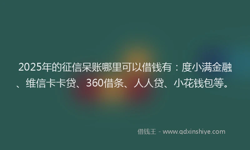 2025年的征信呆账哪里可以借钱有：度小满金融、维信卡卡贷、360借条、人人贷、小花钱包等。