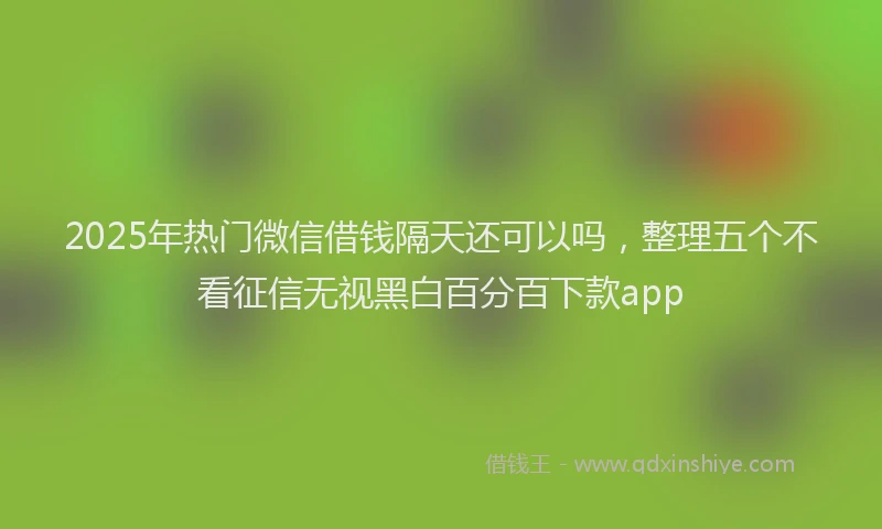 2025年热门微信借钱隔天还可以吗，整理五个不看征信无视黑白百分百下款app