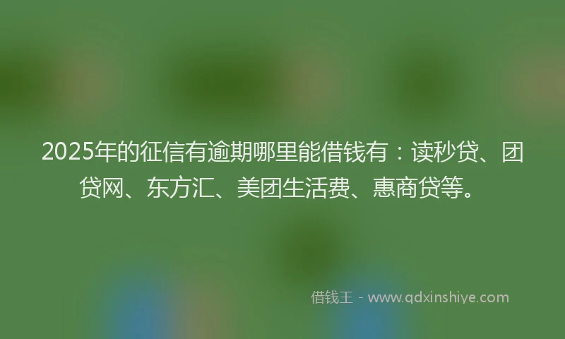 2025年的征信有逾期哪里能借钱有：读秒贷、团贷网、东方汇、美团生活费、惠商贷等。