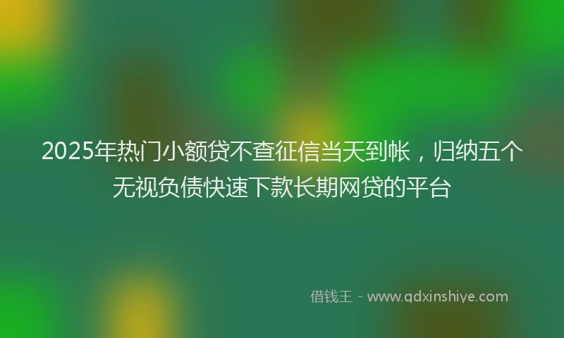 2025年热门小额贷不查征信当天到帐，归纳五个无视负债快速下款长期网贷的平台