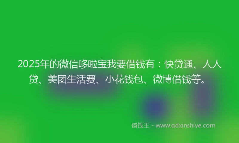 2025年的微信哆啦宝我要借钱有：快贷通、人人贷、美团生活费、小花钱包、微博借钱等。