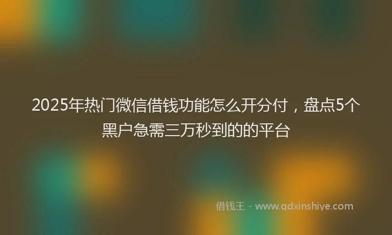 2025年热门微信借钱功能怎么开分付，盘点5个黑户急需三万秒到的的平台