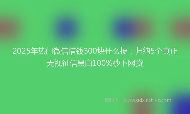 2025年热门微信借钱300块什么梗，归纳5个真正无视征信黑白100%秒下网贷
