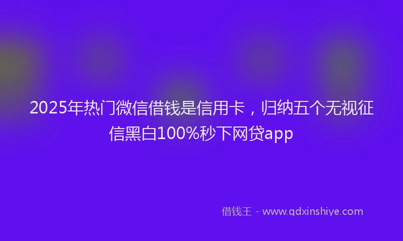 2025年热门微信借钱是信用卡，归纳五个无视征信黑白100%秒下网贷app
