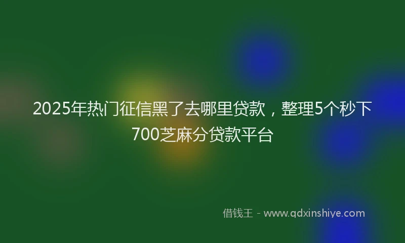 2025年热门征信黑了去哪里贷款，整理5个秒下700芝麻分贷款平台
