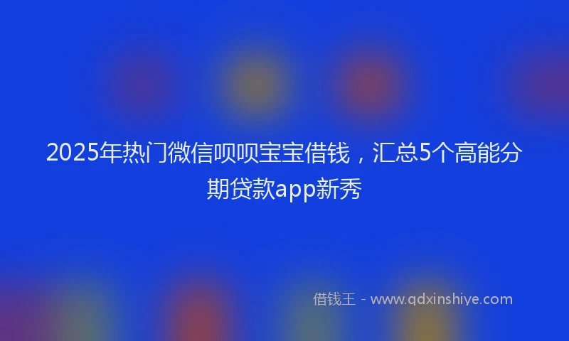 2025年热门微信呗呗宝宝借钱，汇总5个高能分期贷款app新秀