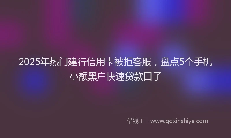 2025年热门建行信用卡被拒客服，盘点5个手机小额黑户快速贷款口子