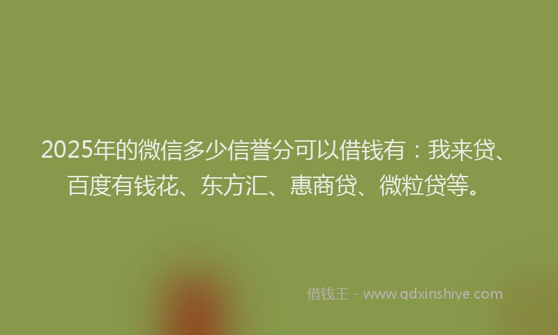 2025年的微信多少信誉分可以借钱有：我来贷、百度有钱花、东方汇、惠商贷、微粒贷等。