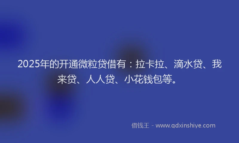 2025年的开通微粒贷借有：拉卡拉、滴水贷、我来贷、人人贷、小花钱包等。