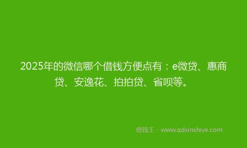 2025年的微信哪个借钱方便点有：e微贷、惠商贷、安逸花、拍拍贷、省呗等。