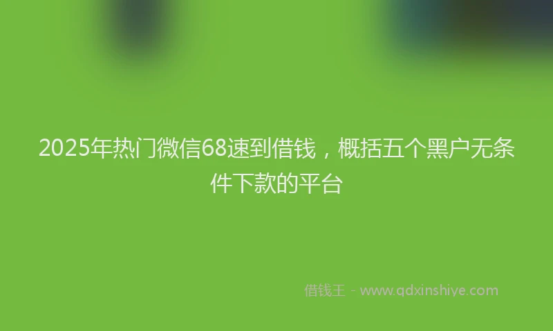 2025年热门微信68速到借钱，概括五个黑户无条件下款的平台
