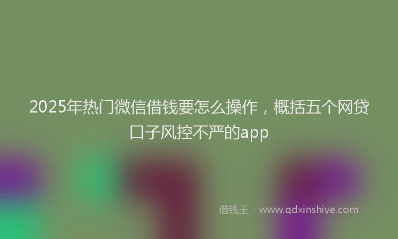 2025年热门微信借钱要怎么操作，概括五个网贷口子风控不严的app