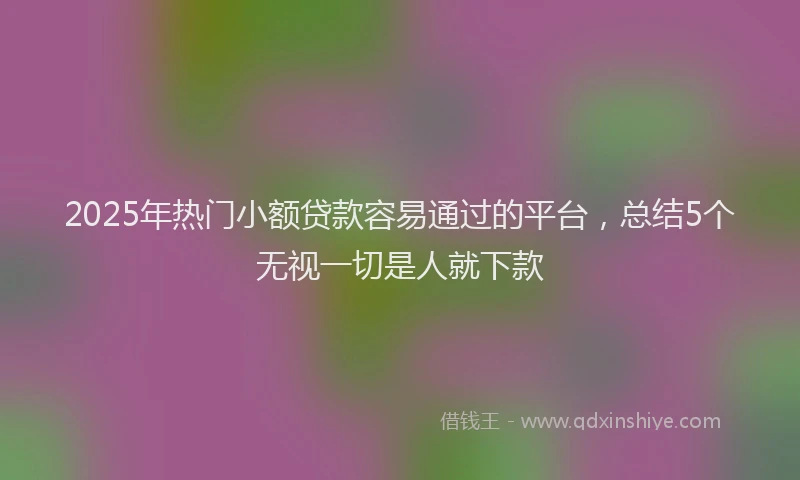 2025年热门小额贷款容易通过的平台，总结5个无视一切是人就下款