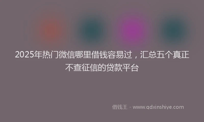2025年热门微信哪里借钱容易过，汇总五个真正不查征信的贷款平台