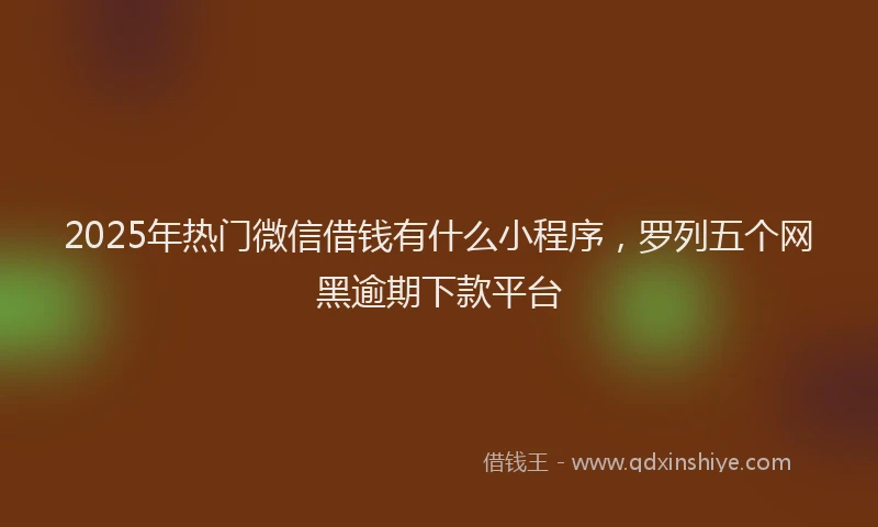 2025年热门微信借钱有什么小程序，罗列五个网黑逾期下款平台