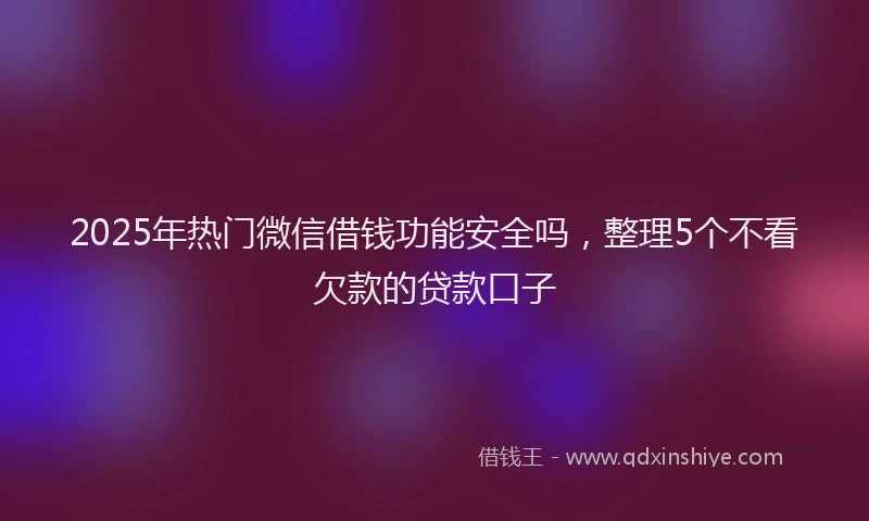 2025年热门微信借钱功能安全吗，整理5个不看欠款的贷款口子