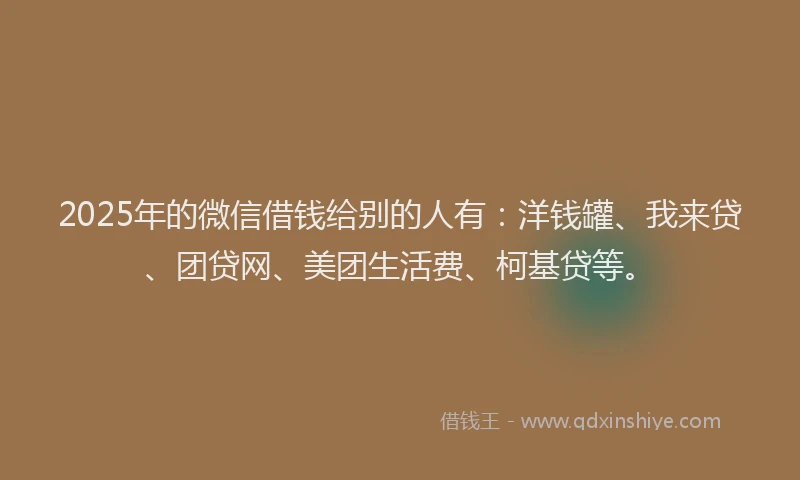 2025年的微信借钱给别的人有：洋钱罐、我来贷、团贷网、美团生活费、柯基贷等。