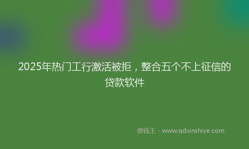 2025年热门工行激活被拒，整合五个不上征信的贷款软件