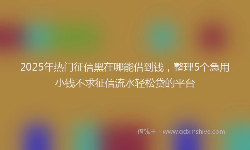 2025年热门征信黑在哪能借到钱，整理5个急用小钱不求征信流水轻松贷的平台