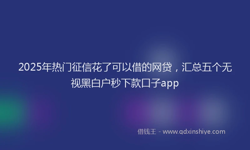 2025年热门征信花了可以借的网贷，汇总五个无视黑白户秒下款口子app