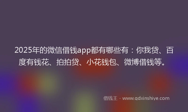 2025年的微信借钱app都有哪些有：你我贷、百度有钱花、拍拍贷、小花钱包、微博借钱等。